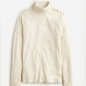 J crew Vintage rib turtleneck with buttons ivory size Medium